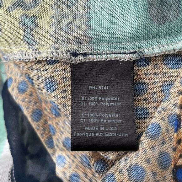 𝅺clover Canyon Multi-Colored Mixed Print Blouse Top S High Low Hem Boho - Picture 4 of 4